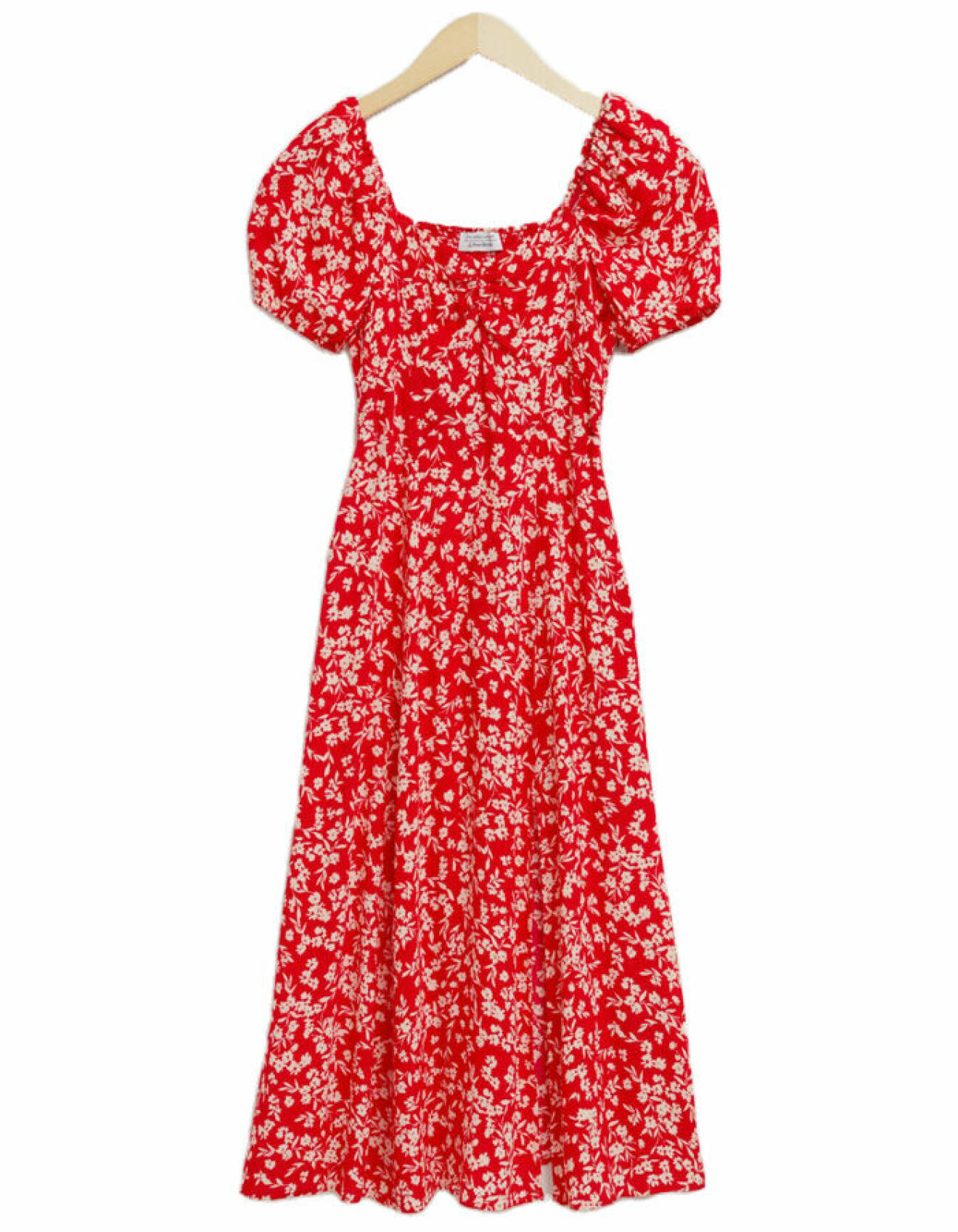 röd blommig klänning med puffärmar från &amp; Other Stories