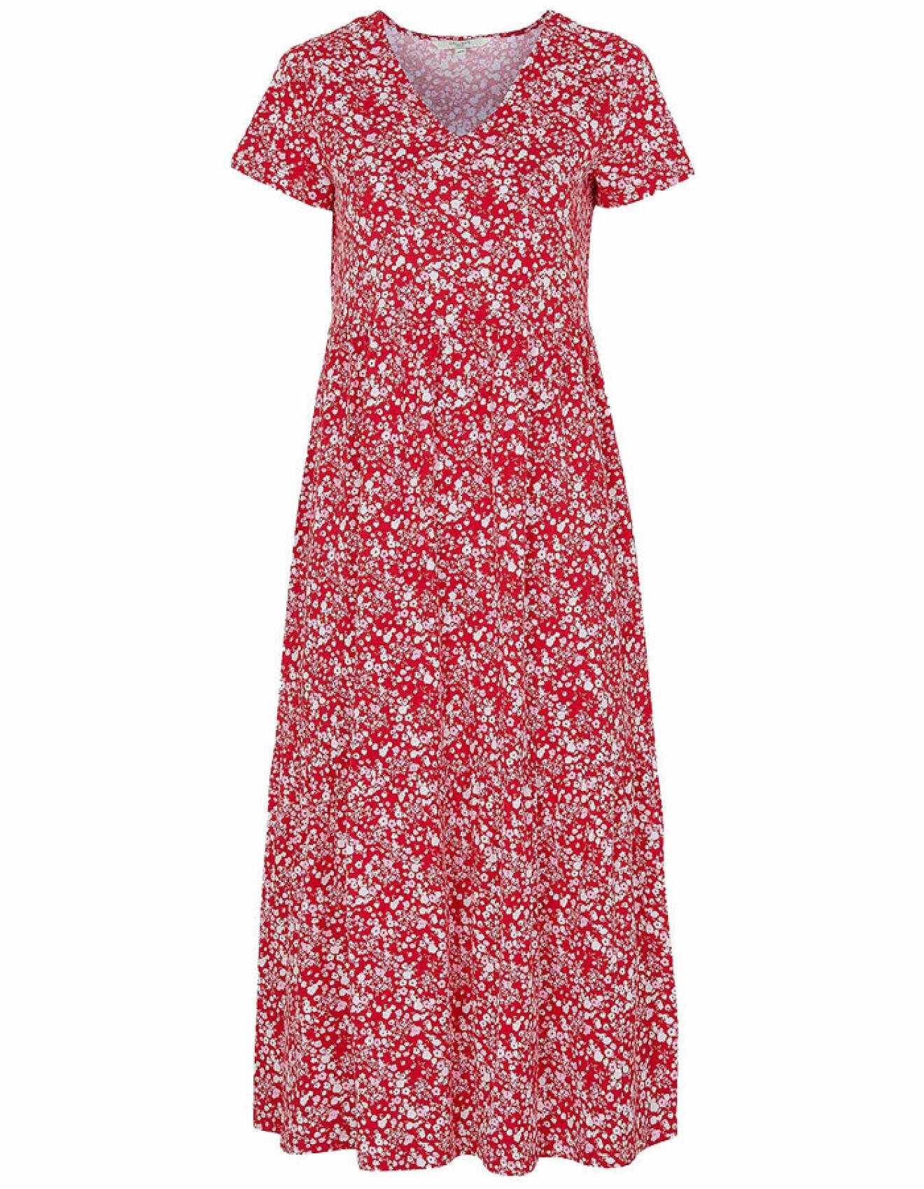 röd blommig klänning med kort ärm för dam från cellbes