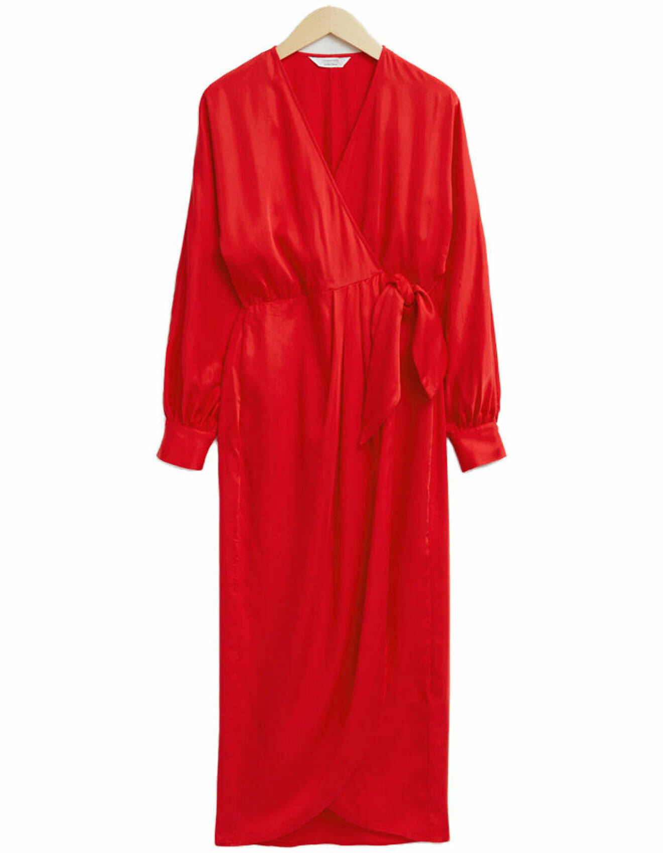 röd silkesklänning med knytning i midjan för dam från &amp; other stories