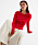 Röd ribbstickad tröja med stickat mönster för dam från Kappahl