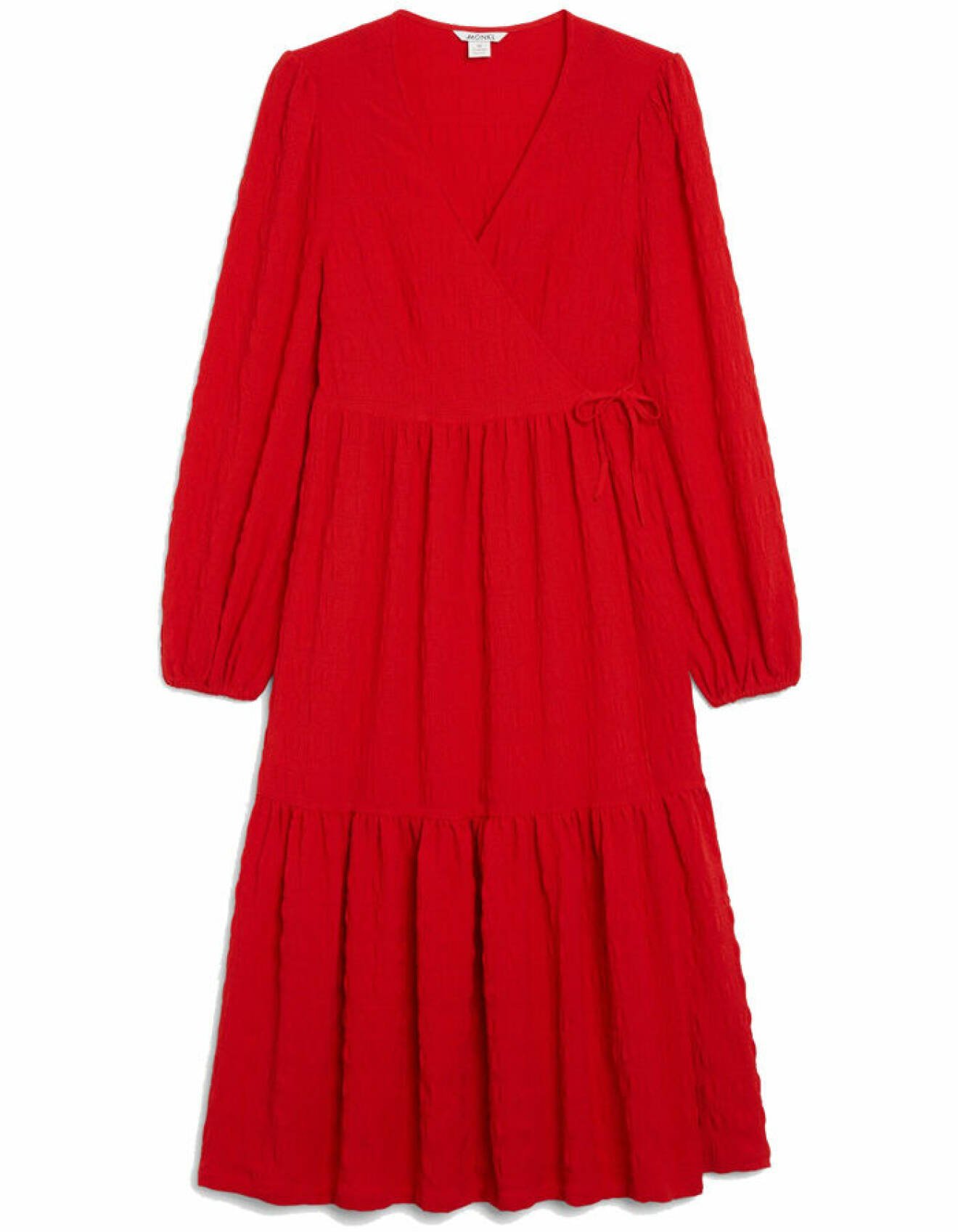 röd klänning med volang för dam från monki