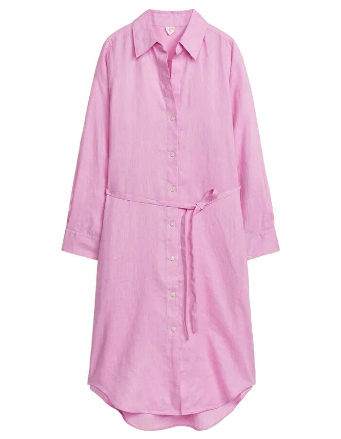 rosa skjortklänning med midjeskärp för dam från arket