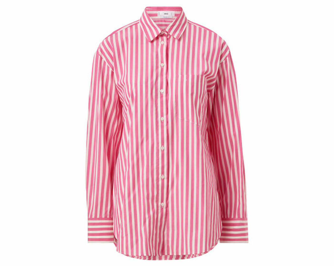 rosa lång skjorta med vita ränder från Mango