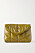 Grön-gul mini clutch i quiltat läder med guldfärgad Ysl-logga. Modellen heter "Monogramme small quilted leather clutch". Kuvertväska från Saint Laurent.