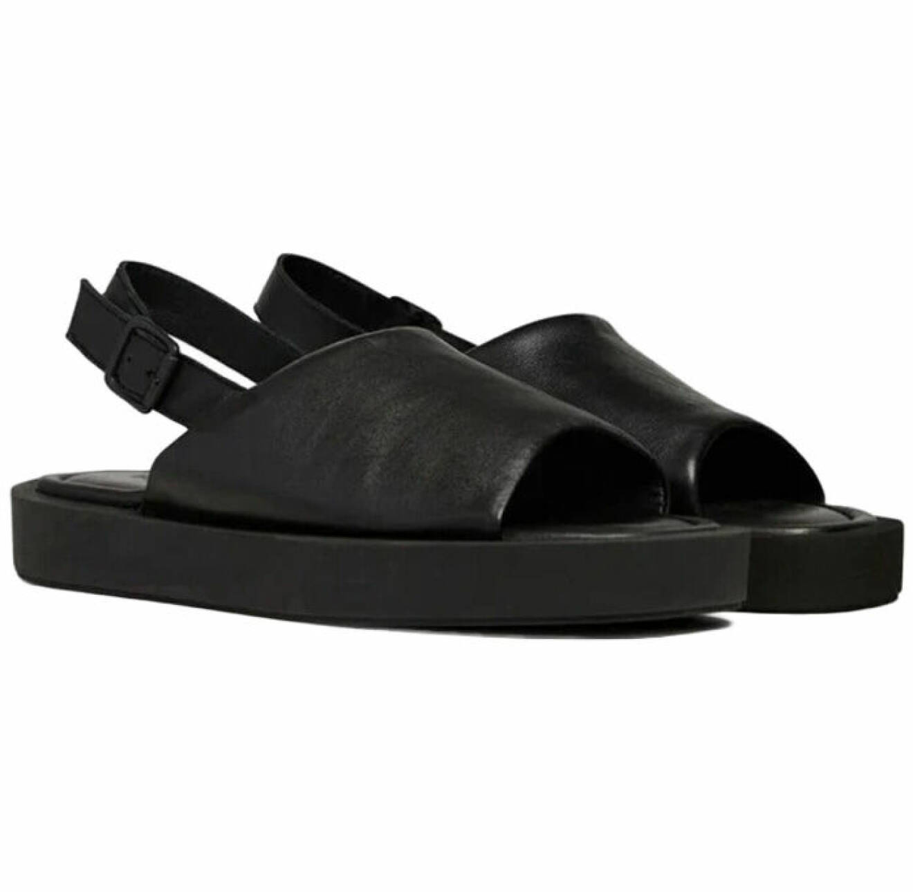 Chunky sandaler i svart läder för dam på rea från pavement