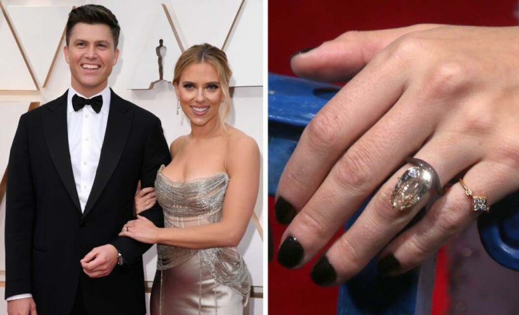 Scarlett Johansson och Colin Jost. Scarlett Johansson och Colin Jost på röda mattan
