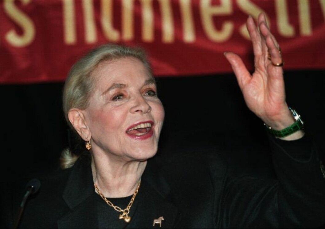 Lauren Bacall besökteStockholm som hedersgäst på Stockholms Filmfestival år 2000.