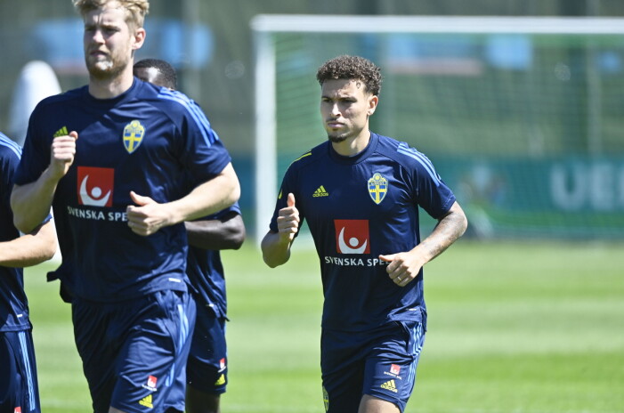 Jordan Larsson på EM-träning.