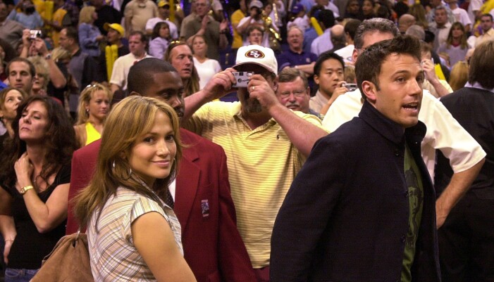 Paret kollade Los Angeles Lakers v.s San Antonio Spurs på tidiga 00-talet. Ben Affleck, Jennifer Lopez