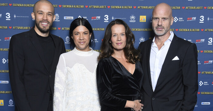 Christopher Taylor, Love Taylor, Malin Berghagen och Martin Charlton på Svenska hjältar-galan 2019.