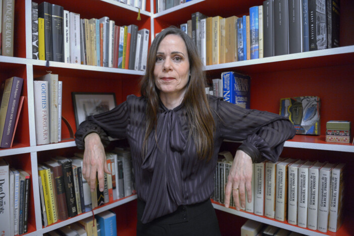 Sara Danius 2013, när hon utsetts till ny akademiledamot.