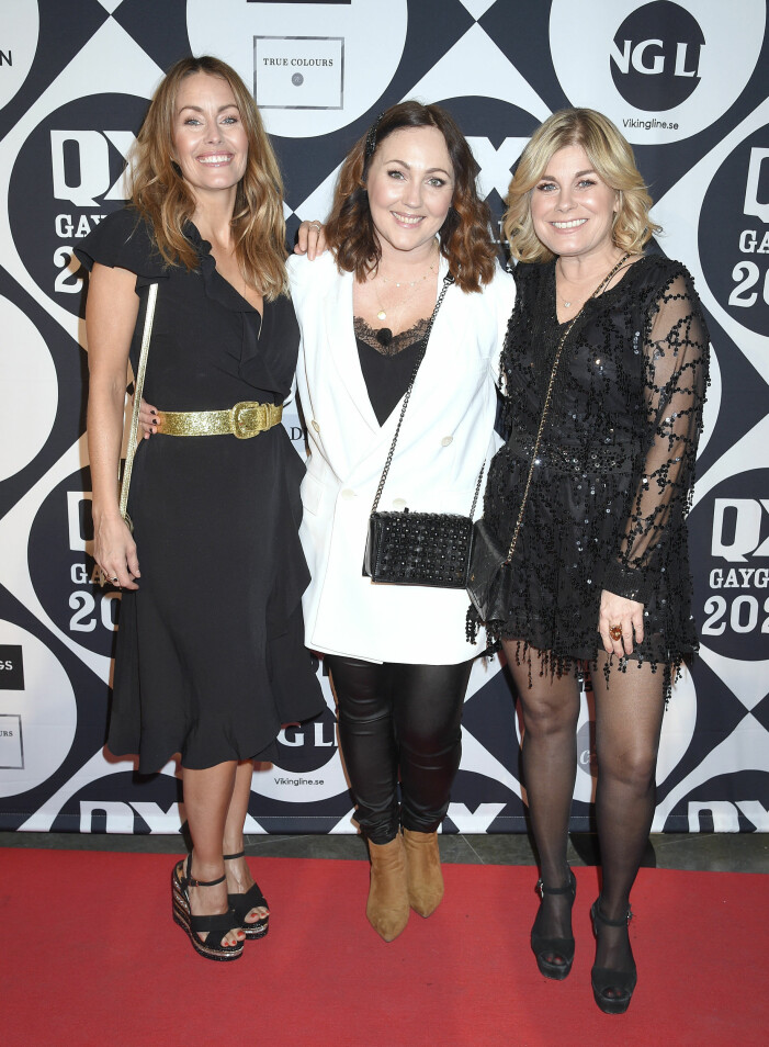 Jessica Wahlgren, Hanna Hedlund och Pernilla Wahlgren på QX-galan förra året.