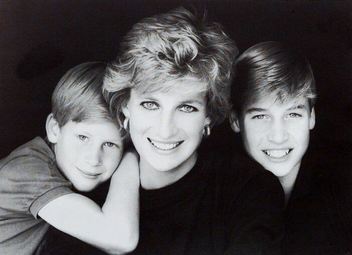 Lady Di med sina prinsar Harry och William sista året. Lady Diana med sina prinsar Harry och William.