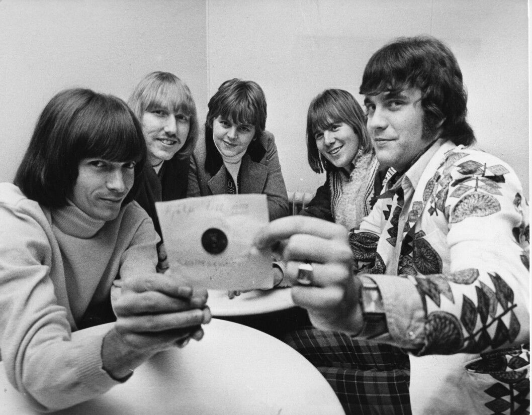 Hep stars år 1967. Fr v Svenne Hedlund, Lennart Hegland, Janne Frisk, Benny Andersson och Krille Pettersson.