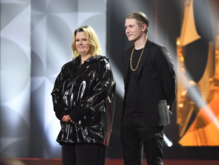 Lena Nilsson och Einár på Guldbaggegalan 2020.