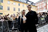Peg Parnevik och Filip Kaspersen Lamprecht i vimmlet på Rockbjörnen 2018. Peg parnevik och Filip på mingel under rockbjörnen 2018
