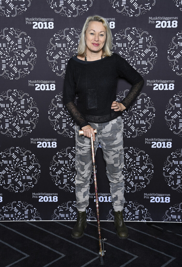 Louise Hoffsten på vimmel vid Musikförläggarnas pris på Berns Salonger i Stockholm 2018.