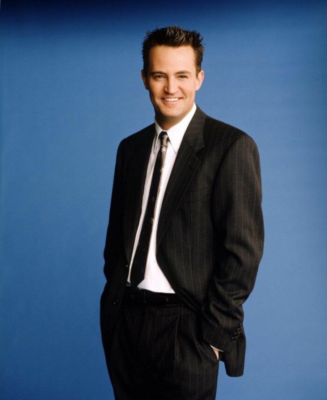 Matthew Perry som Chandler i <em>Vänner</em>. Matthew Perry som Chandler i Vänner.