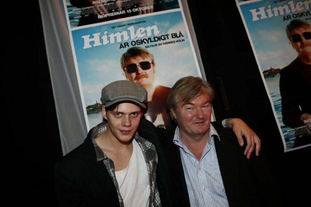 Huvudrollsinnehavarna Bill Skarsgård och Peter Dalle från filmen Himlen är oskyldigt blå. Foto: Mats Andersson / TT Bill Skarsgård och Peter Dalle
