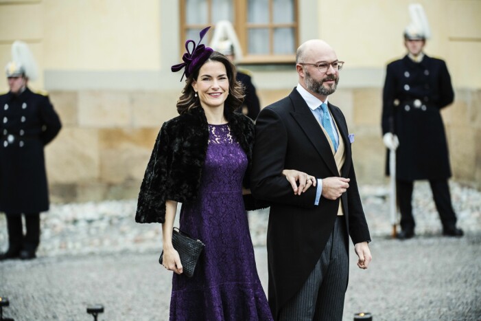 Oscar Magnuson och Emma Magnuson under prins Gabriels dop 2017.