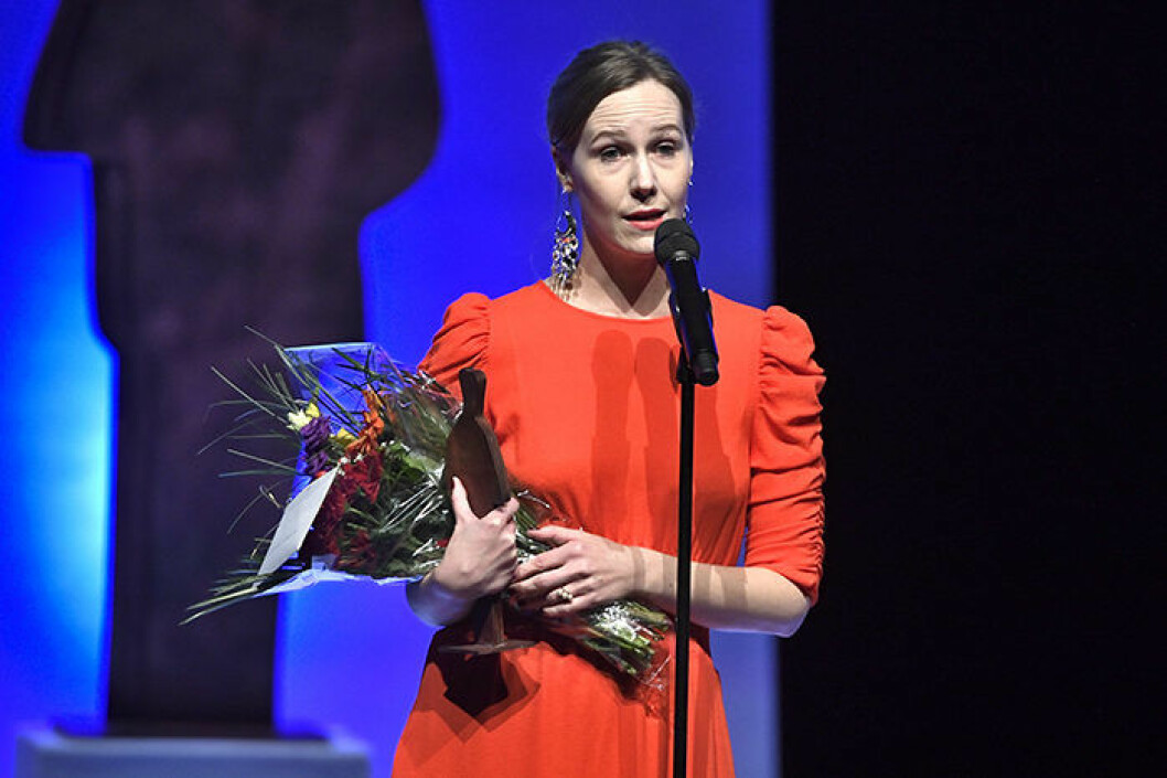 Linnea Axelsson fick priset Årets skönlitterära bok ”Aednan” vid Augustpriset 2018 i Konserthuset. Linnea Axelsson Augustpriset 2018