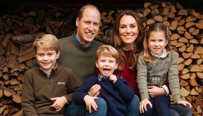 Prins William, Kate, prins George, prins Louis och prinsessan Charlotte.