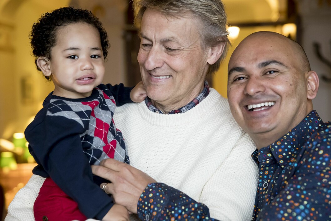 Lars Lerin och Junior med sonen Rafael. lars lerin, junior, sonen rafael