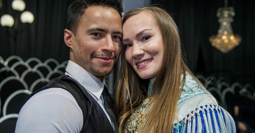 Jon Henrik Fjällgren och sin ex-flickvän Maret Nystad under premiären av "Let's Dance" 2018.