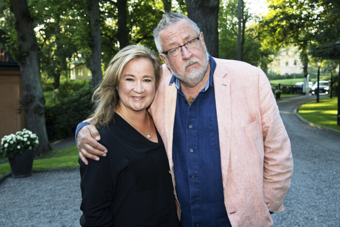 Malin Persson Giolito och Leif GW Persson på förlagsfest 2019.
