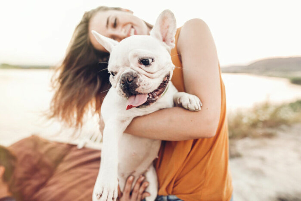 Gosa med en hund så blir du lite lyckligare enligt forskarna. Tjej med hund