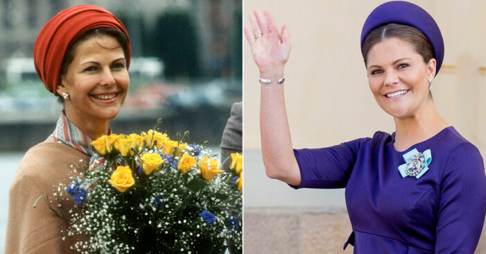 Drottning Silvia 38 år och kronprinsessan Victoria 38 år.