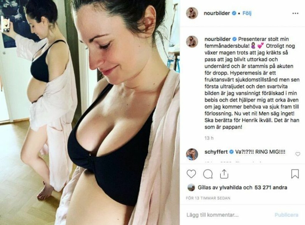 Nour El Refai berättade om sin graviditet på Instagram. Nour El Refai berättade om sin graviditet på Instagram.