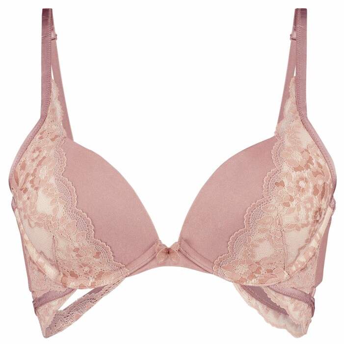 Snygg rosa behå med spetsdetaljer från hunkemöller