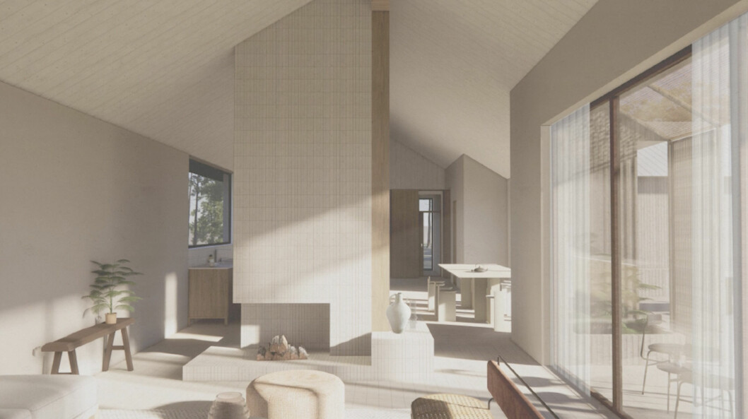 Rendering av hur det kan se ut invändigt när huset är klart.