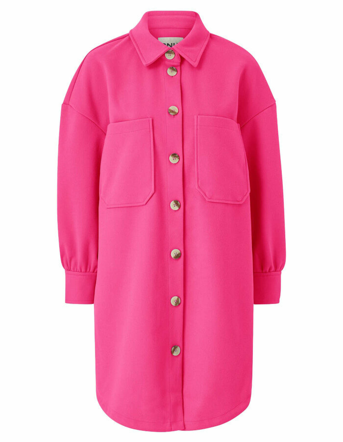 lång rosa jacka med knappar och bröstfickor från ellos collection