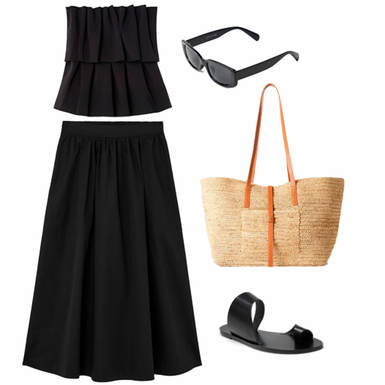 sommar outfit för dam med svart kjol