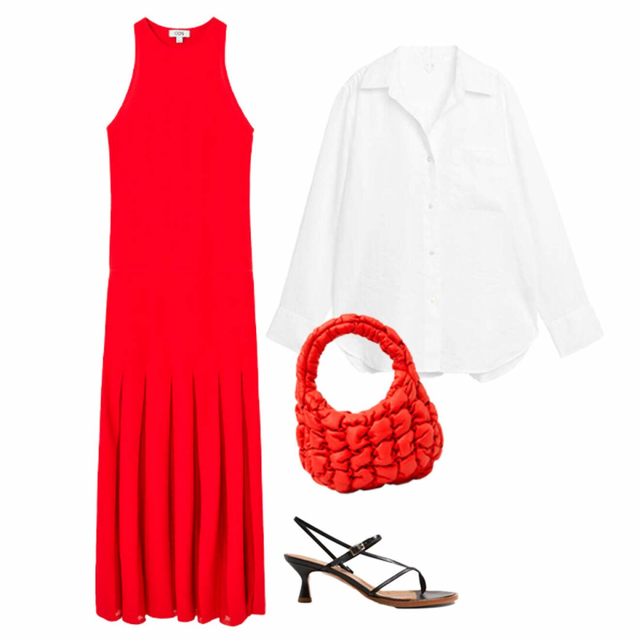 sommar outfit med röd klänning för dam