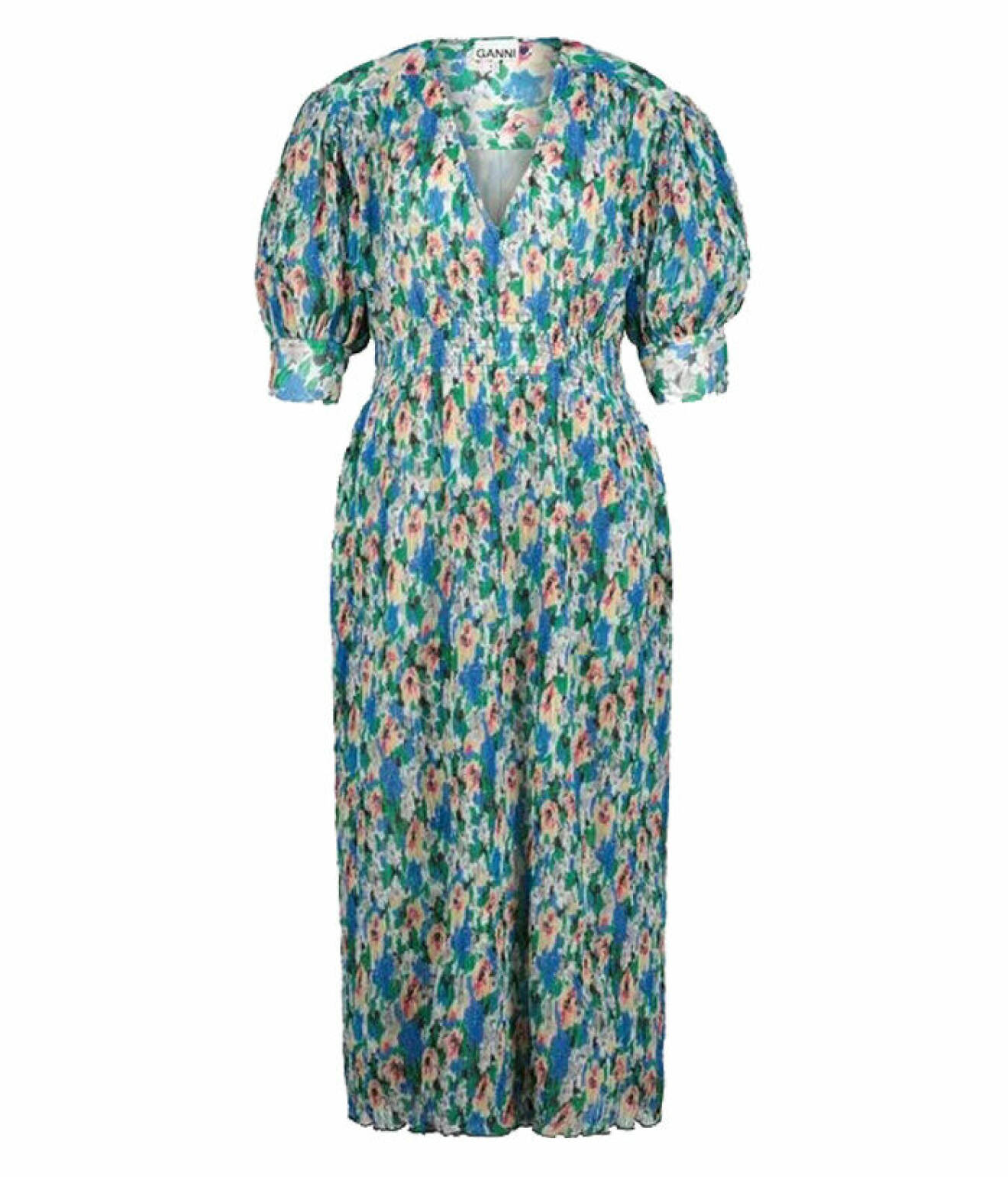 sommarkläder 2022 – blå blommig klänning från Ganni