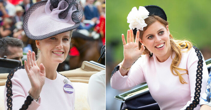 Sophie och prinsessan Beatrice i samma klänning.