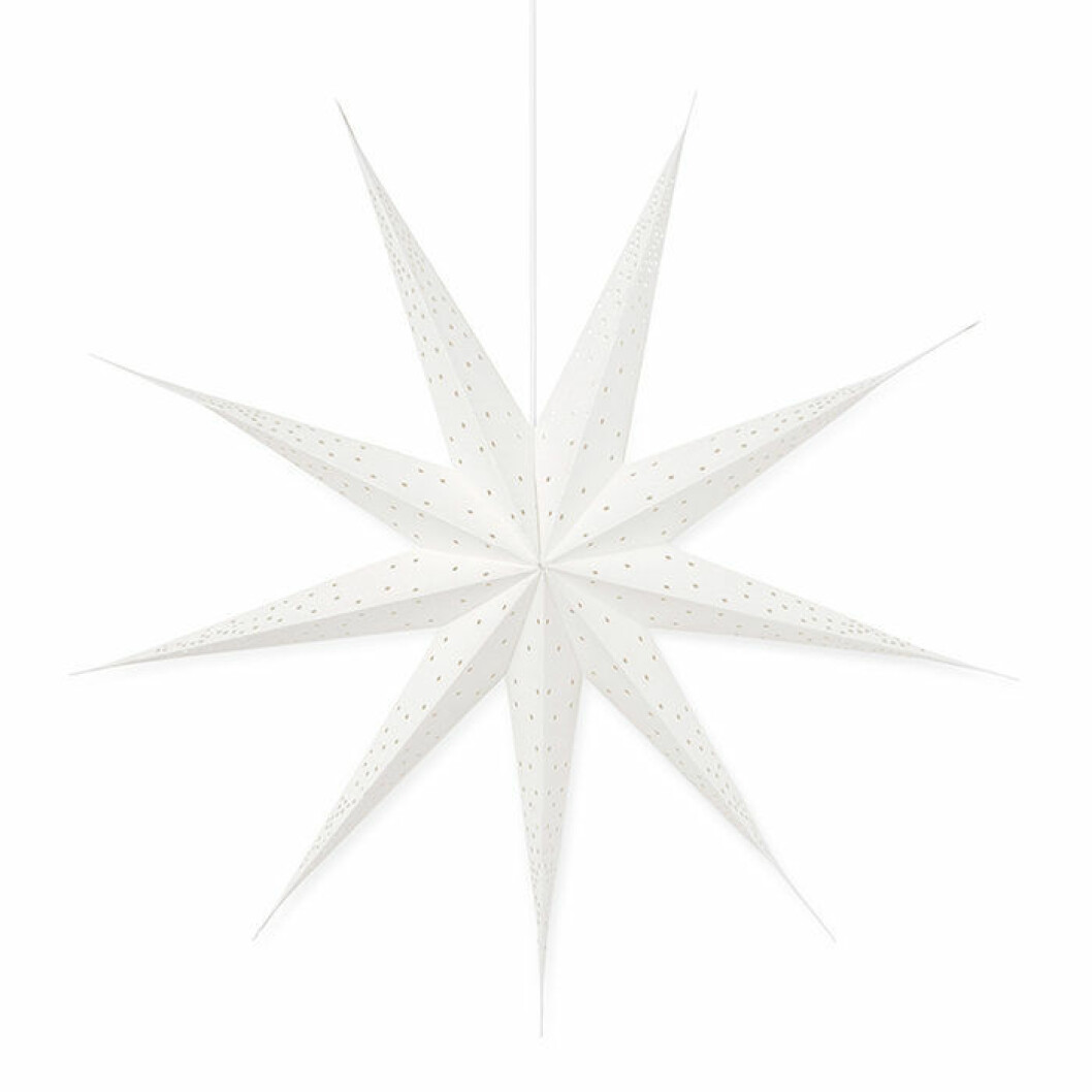 stor vit julstjärna som mäter 90 centimeter från åhlens
