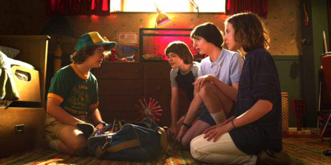 Dustin, Lucas, Will, Eleven och Mike i Stranger Things 3.