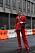 street style röd rutig kostym med utsvängda byxor