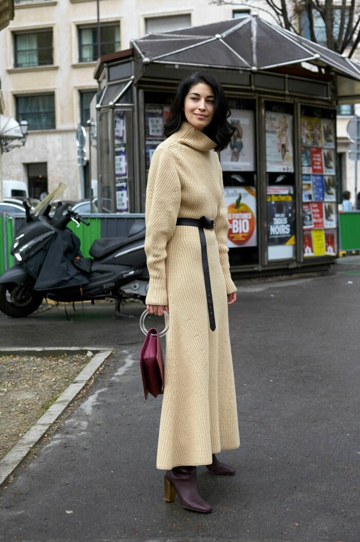 street style stickad klänning