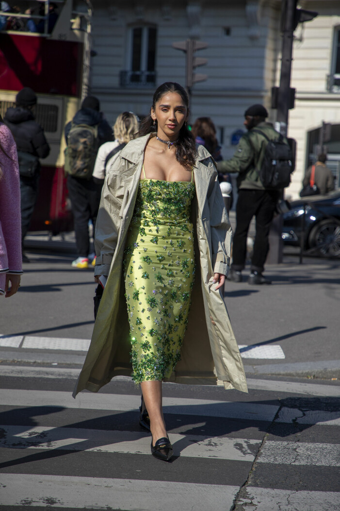 streetstyle grön klänning