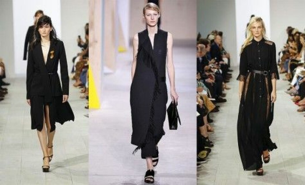 Svart är alltid rätt. Här snygga klänningar från Michael Kors och Hugo Boss.<br>Foto: Jonas Gustavsson svarta-klanningar-catwalk