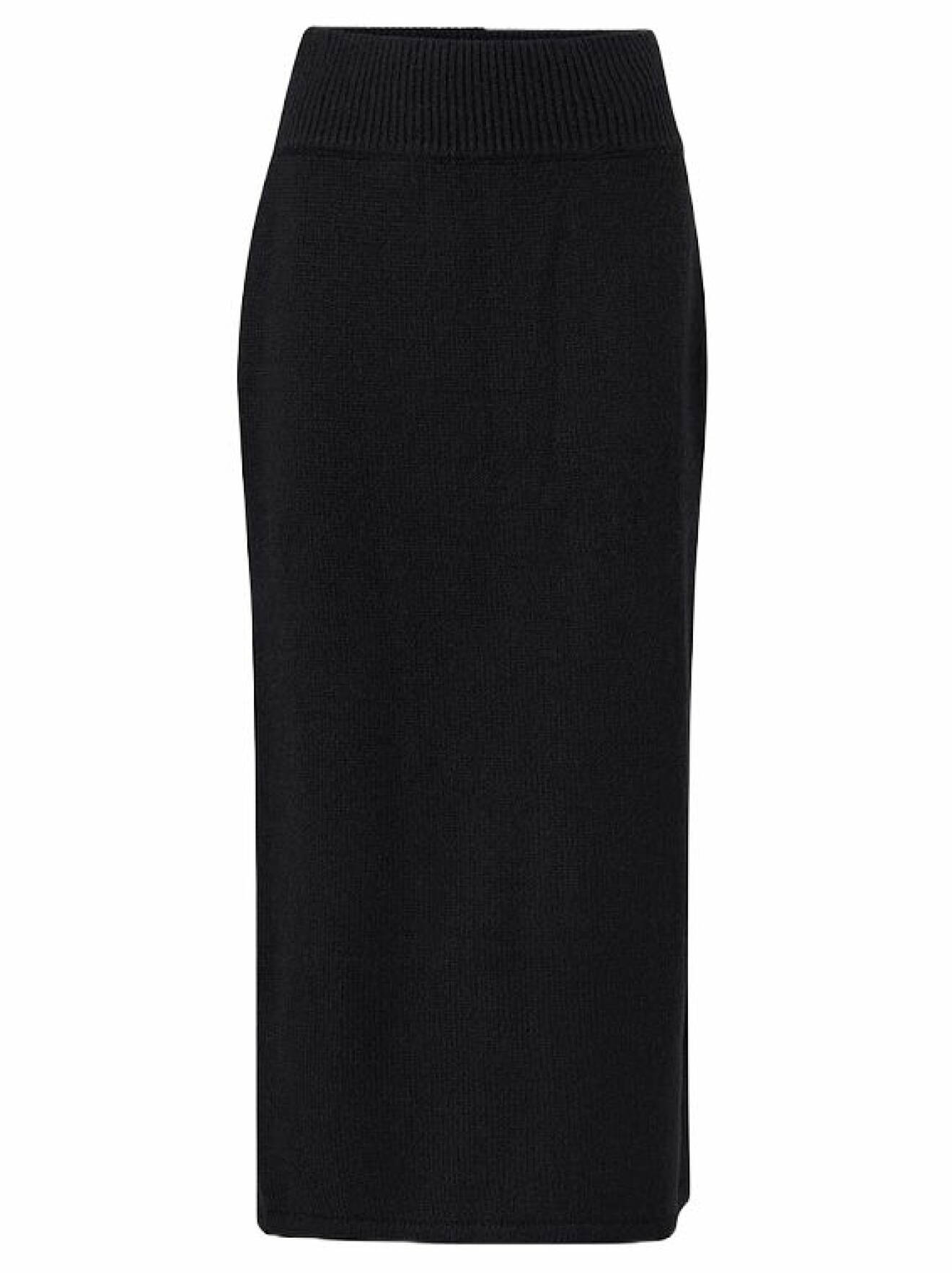 svart stickad kjol lång från ellos