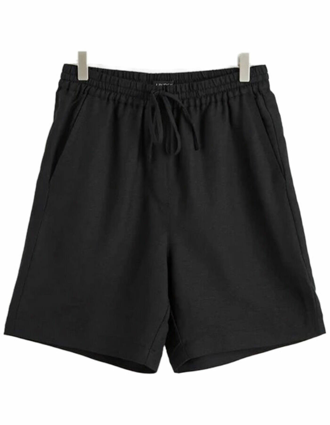 svarta shorts i linne med knytning i midjan för dam från lindex