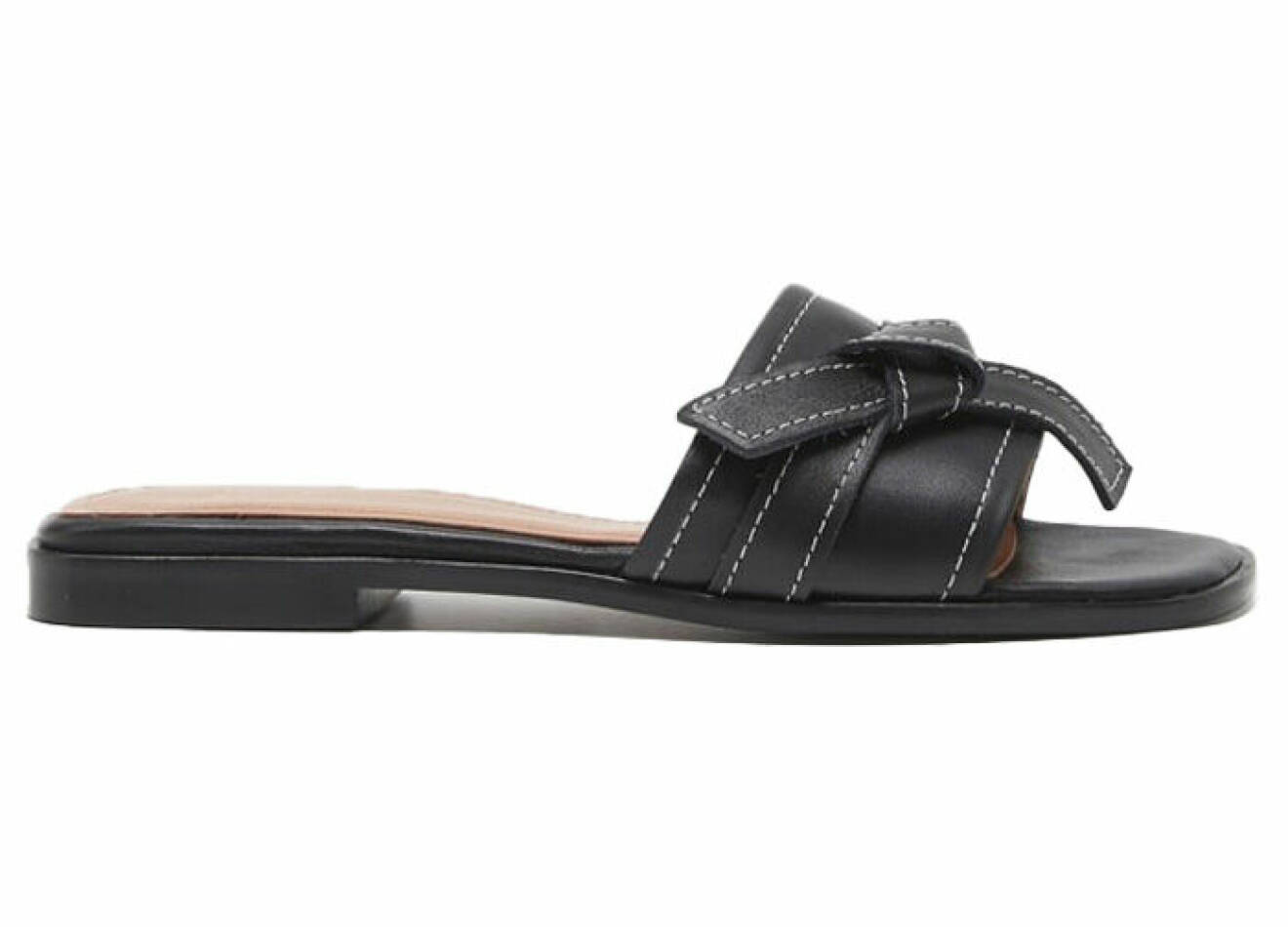 svarta sandaler av läder med knutdetalj för dam från flattered