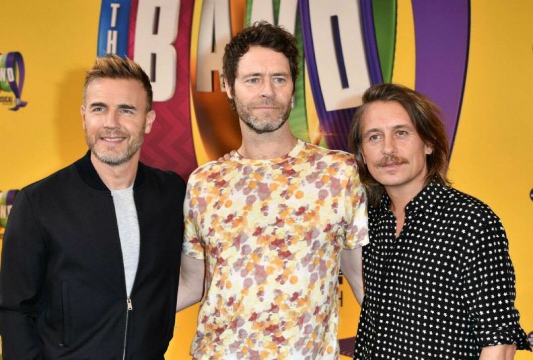 Gary Barlow, Howard Donald och Mark Owen från Take That, 2019. Gary Barlow, Howard Donald och Mark Owen från Take That, 2019.