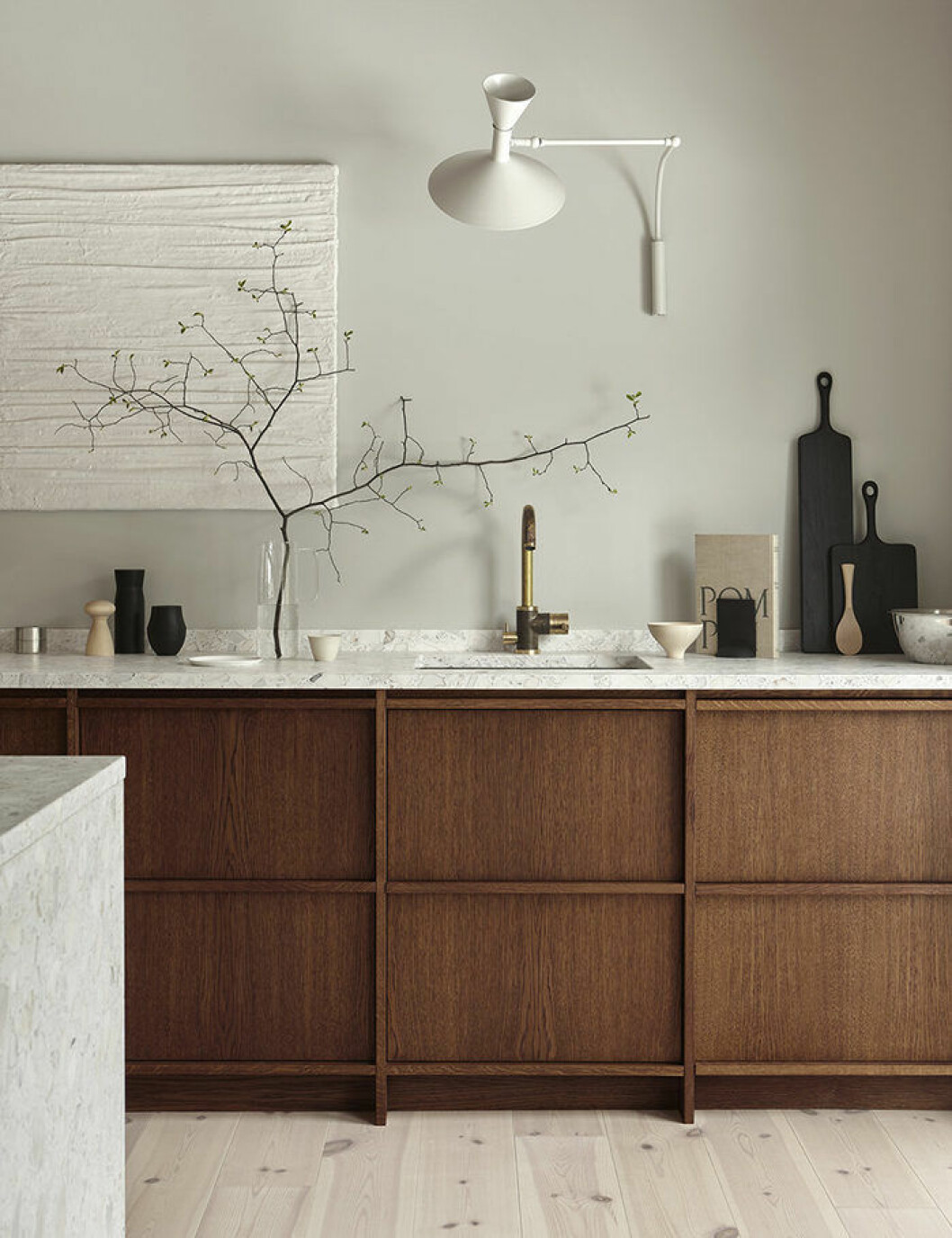 Foto via: <a href="https://www.nordiskakok.se/kitchens" target="_blank" rel="noopener">Nordiska Kök</a> Terrazzo fungerar i köket både som bänkskiva och som köksö